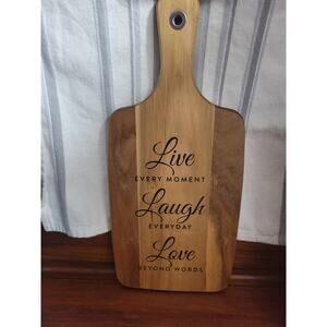 Wooden Solid Charcuterie Board Serving Tray Decor Live Laugh Love 16" X 7"